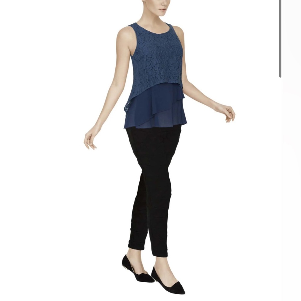 Derek Lamb 10 Crosby Blue Lace Layered Swing Tank Size 6